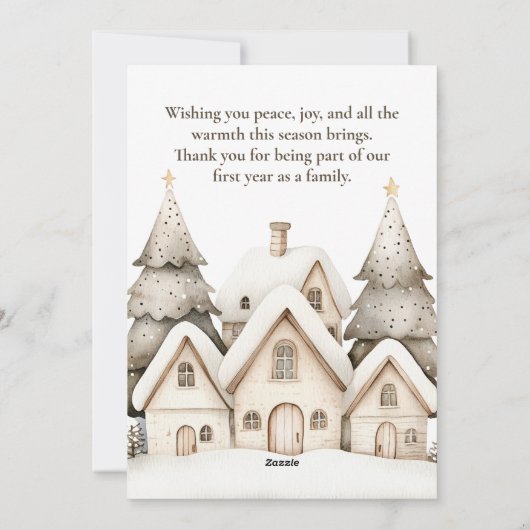 Onze eerste gezamenlijke kerstfotocollage feestdagenkaart (Achterkant)