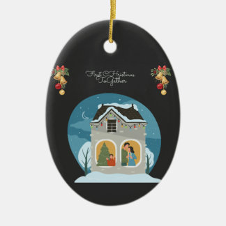 Onze eerste gezamenlijke kerstvakantie keramisch ornament