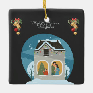 Onze eerste gezamenlijke kerstvakantie keramisch ornament