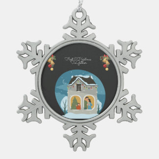 Onze eerste gezamenlijke kerstvakantie tin sneeuwvlok ornament