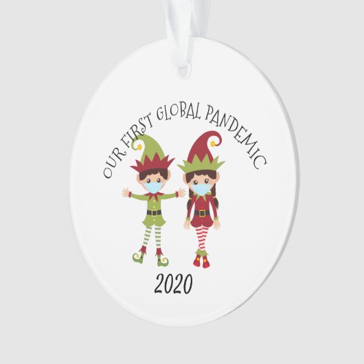 Onze eerste Global Pandemic Elf 2020 Ornament (voorkant)