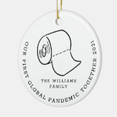 Onze eerste Global Pandemic Kerstfeestdag Foto Keramisch Ornament (Links)