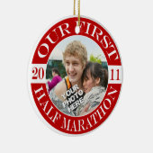 Onze eerste halve marathon - 2011 keramisch ornament (Rechts)