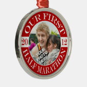 Onze eerste halve marathon - 2012 metalen ornament (Rechts)