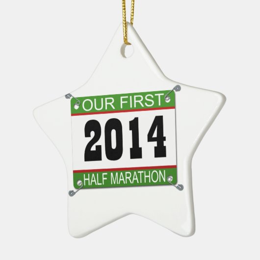 Onze eerste halve marathonversiering - 2014 keramisch ornament (Links)