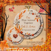 Onze Eerste Herfst Samen: Naam & Datum Herfstkrans Keramisch Ornament