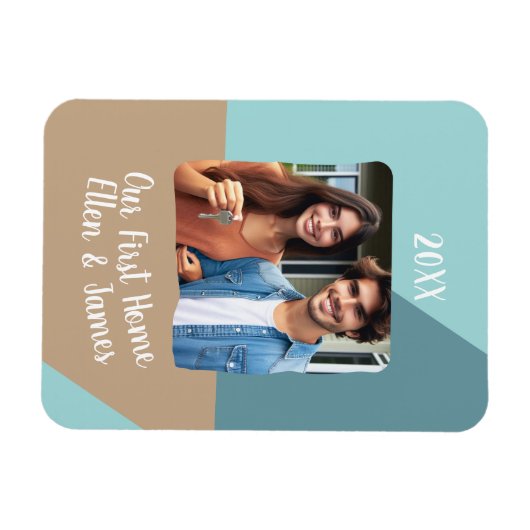 Onze eerste Home Custom Photo Housewarming Gift Magneet (Horizontaal)