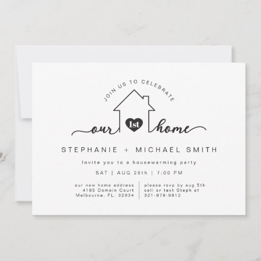 Onze eerste Home Housewarming Party uitnodiging (Voorkant)