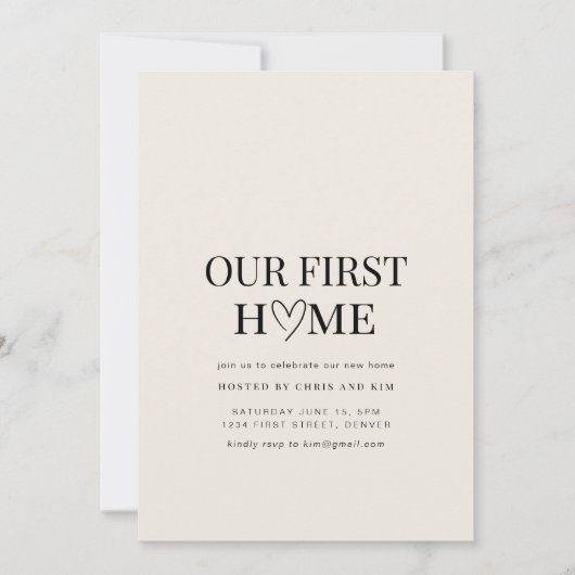 Onze eerste Home Housewarming Uitnodiging (Voorkant)