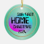 Onze eerste home quote digitale moderne cyber keramisch ornament (Voorkant)