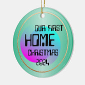 Onze eerste home quote digitale moderne cyber keramisch ornament (Links)