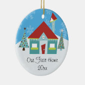 Onze Eerste Huis Kerstmis Keramisch Ornament (Rechts)