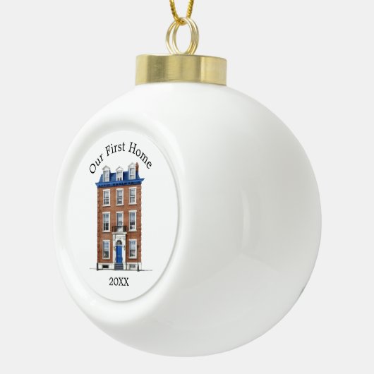 Onze eerste huis koloniale bakstenen herenhuis bla keramische bal ornament (Rechts)