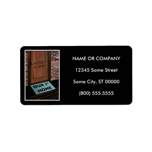 onze eerste huisdeur mat etiket (Voorkant)