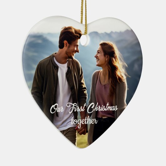 Onze eerste kerst 1 foto keramisch ornament (Rechts)