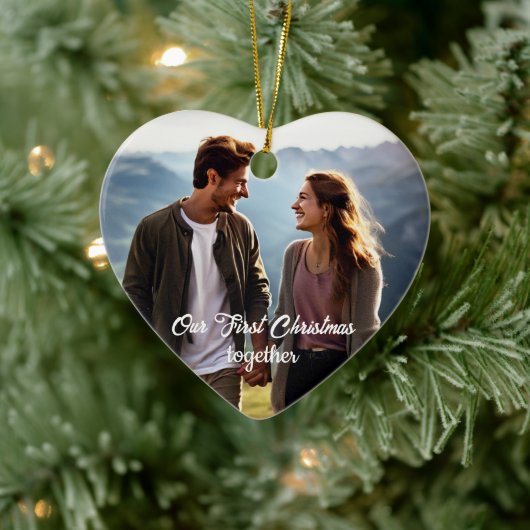 Onze eerste kerst 1 foto keramisch ornament (Boom)