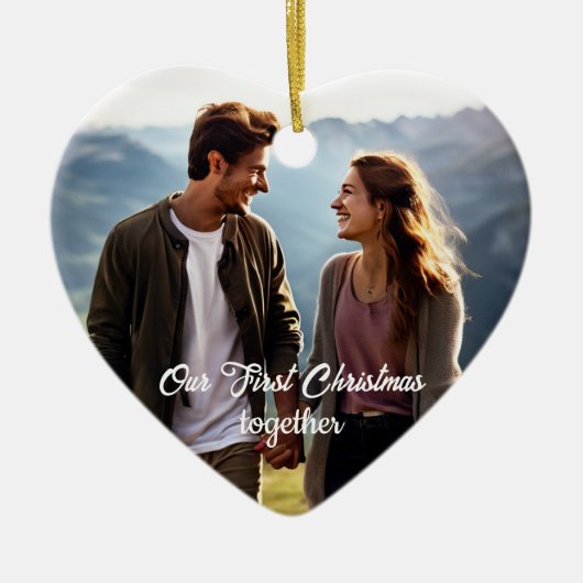 Onze eerste kerst 1 foto keramisch ornament (Voorkant)
