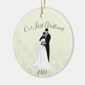 Onze eerste kerst 2020 Face Mask Bride Groom Keramisch Ornament (Links)