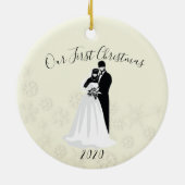 Onze eerste kerst 2020 Face Mask Bride Groom Keramisch Ornament (Achterkant)