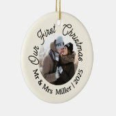 Onze eerste kerst 2025 Mr & Mrs Photo Keepsake Keramisch Ornament (Rechts)