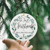 Onze eerste kerst 2025 Pas getrouwd Mr & Mrs Wreat Keramisch Ornament