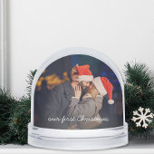 Onze eerste kerst 2 foto sneeuw Wereldbol Sneeuwbol