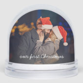 Onze eerste kerst 2 foto sneeuw Wereldbol Sneeuwbol (Voorkant)