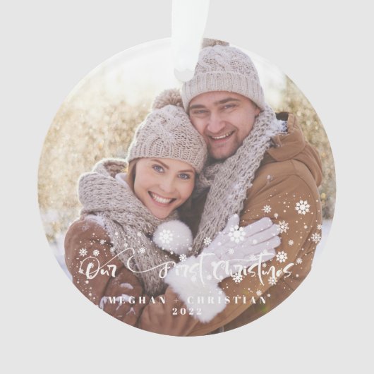 Onze eerste kerst 2-zijdige foto kerstversiering ornament (voorkant)