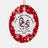 Onze eerste kerst. Aangepaste foto Keramisch Ornament (Rechts)