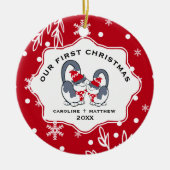 Onze eerste kerst. Aangepaste foto Keramisch Ornament (Voorkant)