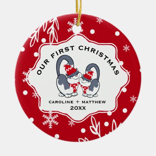 Onze eerste kerst. Aangepaste foto Keramisch Ornament (Voorkant)