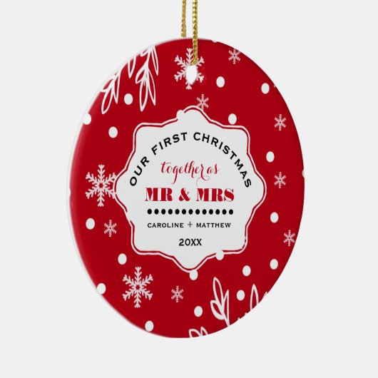 Onze eerste kerst. Aangepaste foto Keramisch Ornament (Rechts)