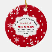 Onze eerste kerst. Aangepaste foto Keramisch Ornament (Voorkant)