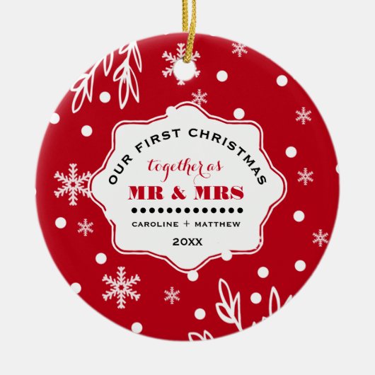 Onze eerste kerst. Aangepaste foto Keramisch Ornament (Voorkant)