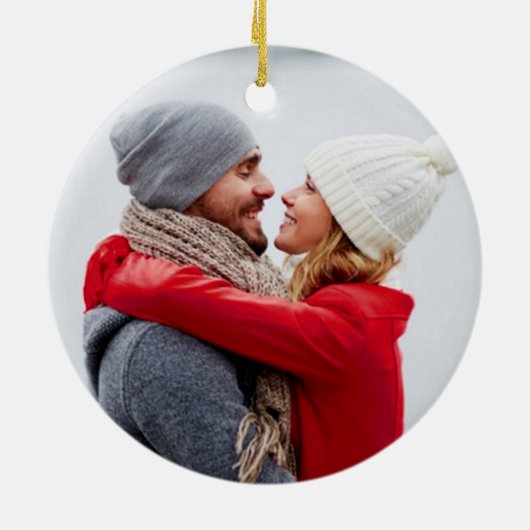 Onze eerste kerst. Aangepaste foto Keramisch Ornament (Achterkant)