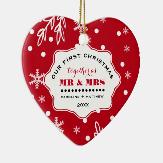 Onze eerste kerst. Aangepaste foto Keramisch Ornament (Rechts)