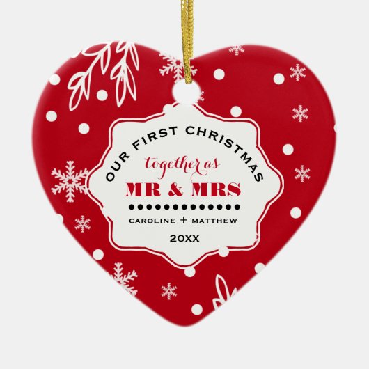 Onze eerste kerst. Aangepaste foto Keramisch Ornament (Voorkant)