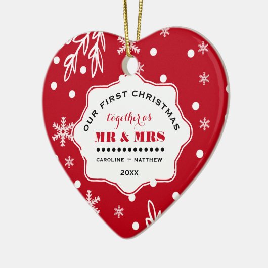 Onze eerste kerst. Aangepaste foto Keramisch Ornament (Links)