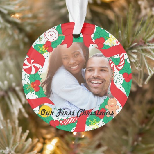 Onze eerste kerst | Aangepaste foto Ornament (Boom)