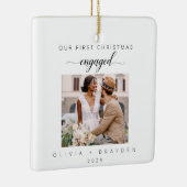 Onze eerste kerst als betrokken foto minimalistisc keramisch ornament (Rechts)