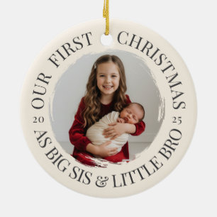 Onze eerste kerst als Big Sis & Little Bro Foto Keramisch Ornament