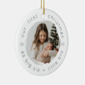 Onze eerste kerst als Big Sister & Bro Simple Keramisch Ornament (Rechts)