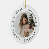 Onze eerste kerst als Big Sister & Broer Foto Keramisch Ornament (Rechts)