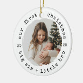 Onze eerste kerst als Big Sister & Broer Foto Keramisch Ornament (Links)