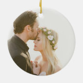 Onze eerste kerst als de heer en mevrouw Floral Wr Keramisch Ornament (Achterkant)