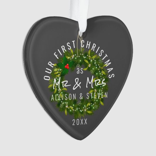 Onze eerste kerst als de heer en mevrouw Husband W Ornament (voorkant)