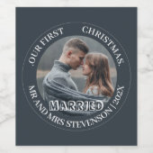 Onze eerste kerst als de heer en mevrouw pasgetrou wijn etiket (Enkel label)