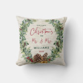 Onze eerste kerst als de heer en mevrouw Pine Kers Kussen (Voorkant)