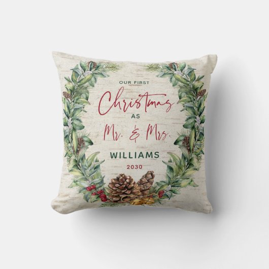 Onze eerste kerst als de heer en mevrouw Pine kran Kussen (Voorkant)