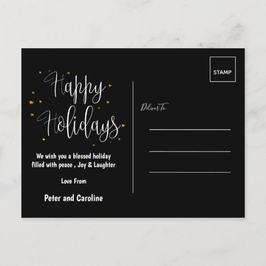 Onze eerste kerst als de heer en mevrouw Prettige Feestdagenkaart (Achterkant)